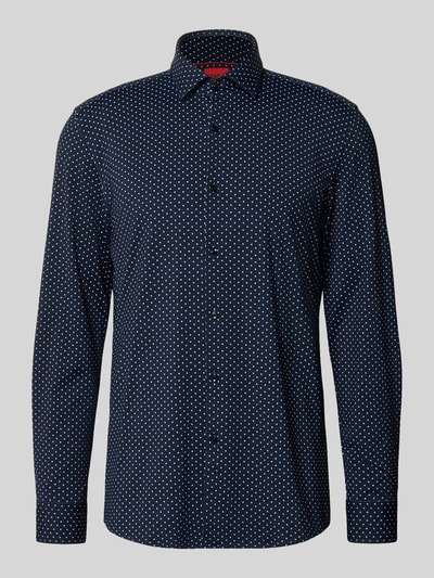 HUGO Koszula biznesowa o kroju slim fit z kołnierzykiem typu kent model 'KENNO' Granatowy 1