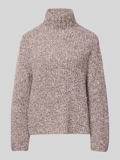 Drykorn Sweter z dzianiny z prążkowaną stójką model ‘VARISA’ Ciemnobrązowy melanż 2