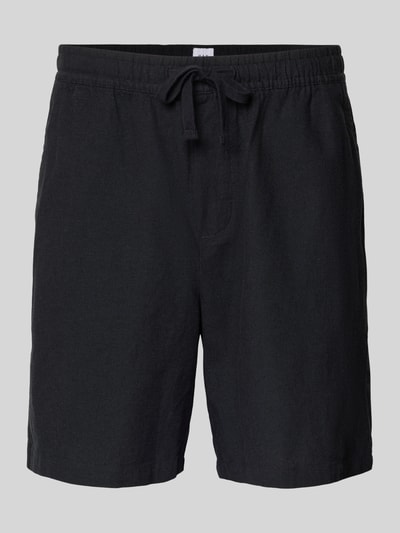 Produktfoto, Leinenshorts mit elastischem Bund von GAP aus Leinen-Baumwoll-Mix in Schwarz, Loose-Fit, Kordelzug und Eingrifftaschen