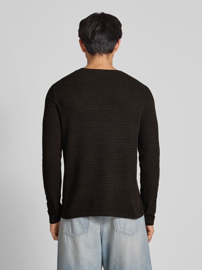 Jack & Jones Gebreide pullover met ronde hals, model 'GEORGE' Donkerbruin - 5