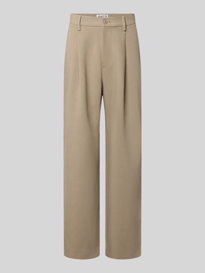 Produktfoto, Wide Leg Bundfaltenhose met Viskose-Anteil van Jake*s, effen, mat, fijn geweven motief, twill, kleur beige
