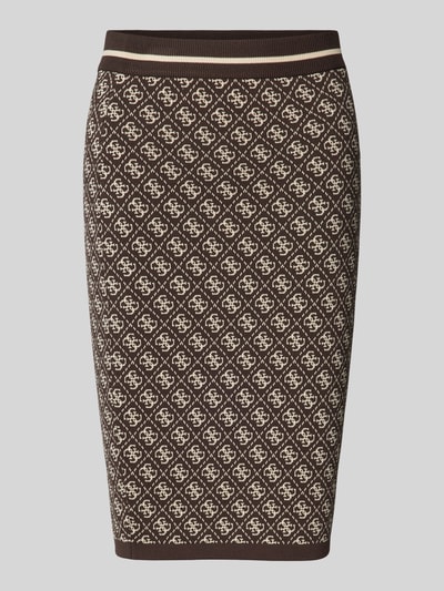 Guess Knielange rok met elastische band, model 'LISE' Chocoladebruin - 2