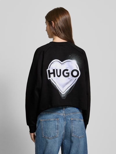 HUGO Sweatshirt aus reiner Baumwolle mit Raglanärmeln Modell 'Darace' Black 5