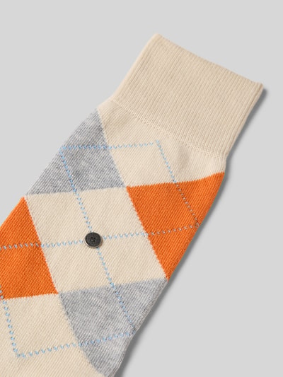 Produktfoto, Socken mit Logo-Detail Modell 'King' von Burlington in Orange, Grau und Creme aus Baumwoll-Mix mit elastischem Abschluss