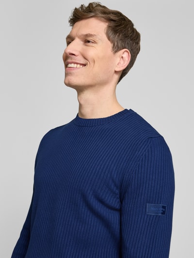 Marc O'Polo Regular Fit Strickpullover aus reiner Baumwolle mit markanter Rippstruktur Royal 3