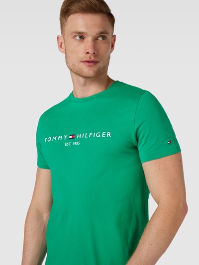 Tommy Hilfiger T-shirt z wyhaftowanym logo Jasnozielony 3