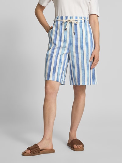 Christian Berg Woman Baggy Fit Leinenbermudas mit Bindegürtel Sky 4