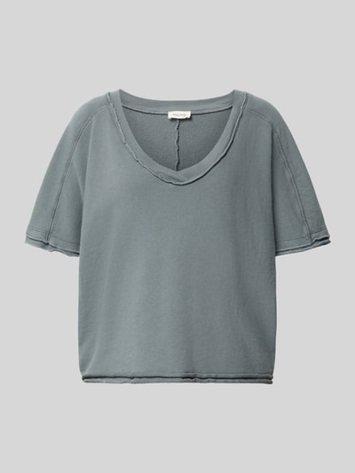 Produktfoto, Sweatshirt mit 1/2-Arm von American Vintage in Grau mit geradem Schnitt, tiefem V-Ausschnitt, reine Baumwolle, kurzärmelig