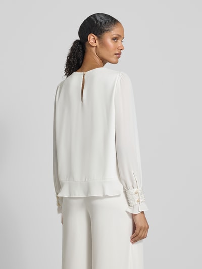 Marc Cain Regular fit blouse met kralen en ronde hals Wit - 5