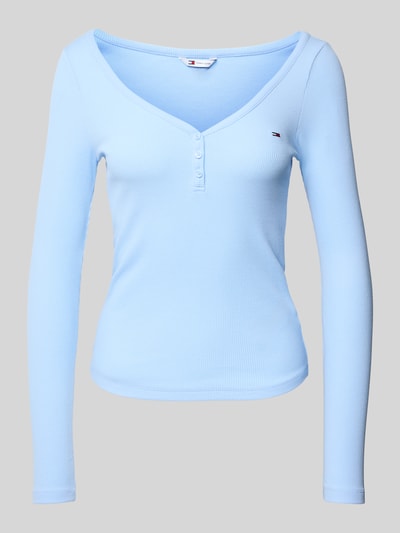 Tommy Jeans Slim Fit Langarmshirt aus Baumwoll-Mix Hellblau 2
