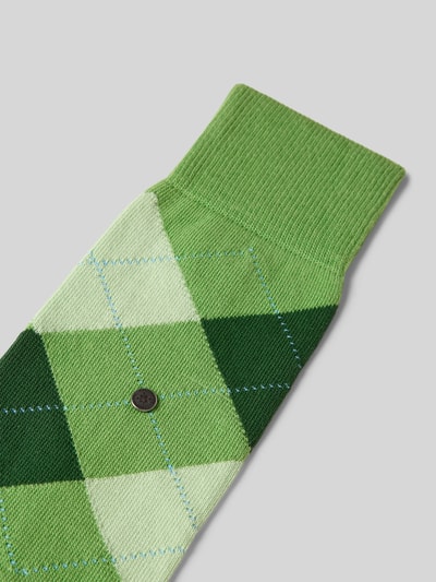 Produktfoto, Socken mit Logo-Detail Modell 'King' von Burlington für Herren aus Baumwoll-Mix mit elastischem Abschluss und Karomuster.