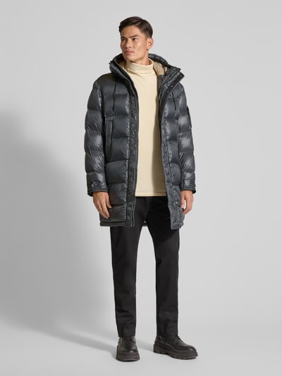 Blauer Usa Regular Fit Steppmantel mit Logo-Applikation Modell 'Aldrich' Graphit 1