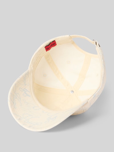 Produktfoto, Basecap aus reiner Baumwolle Modell 'ALLY' von HUGO, Optik:Allover-Muster mit Label-Schriftzug, verstellbarer Riegel, Materialverarbeitung: Twill