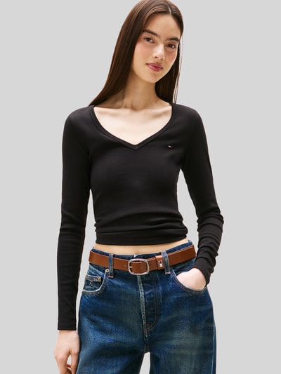 Tommy Jeans Slim Fit Langarmshirt mit Logo-Detail Black 4