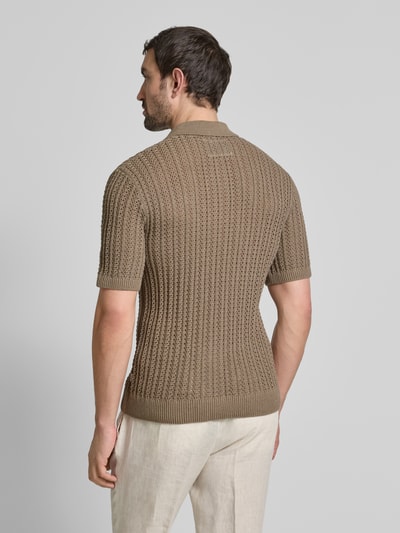 Jack & Jones Premium Poloshirt met structuurmotief, model 'JOEL' Taupe - 5