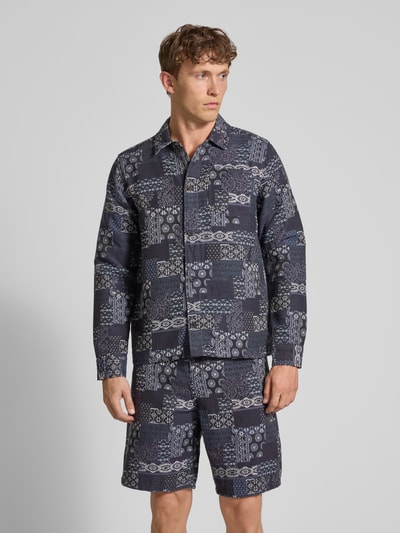 Les Deux Regular fit overhemdjack in denimlook Marineblauw - 4