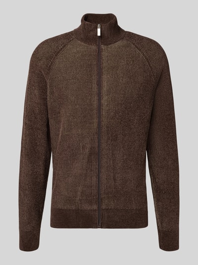 JAKE*S STUDIO MEN Cardigan met opstaande kraag en ritssluiting Chocoladebruin - 2