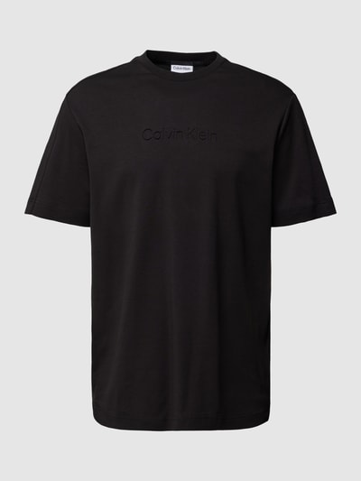 CK Calvin Klein T-shirt z bawełny z detalem z logo Czarny 2