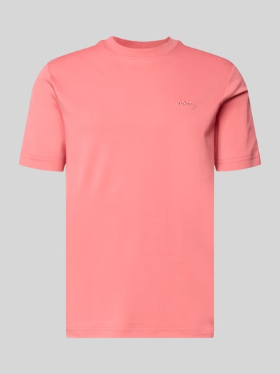 Produktfoto, Regular Fit T-Shirt aus reiner Baumwolle Modell 'TE_INTERLOCK' von BOSS Orange, Optik: Unifarben in Orange, Label-Stitching-Applikation, Rundhals-Ausschnitt, Ärmelform: Kurzarm, Materialverarbeitung: Jersey