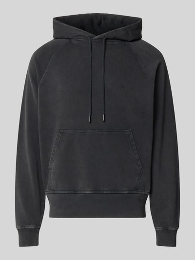 Produktfoto, Regular Fit Hoodie aus reiner Baumwolle von Closed in Dunkelgrau mit Kapuze, Kängurutasche, elastische Abschlüsse, Herrenmodell