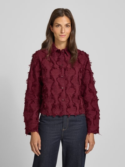 Jake*s Casual Regular Fit Hemdbluse mit Leinen-Anteil Aubergine 4