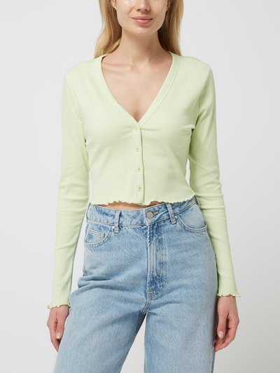 Noisy May Cropped Shirt mit Rippenstruktur Modell 'Drakey' Hellgruen 4