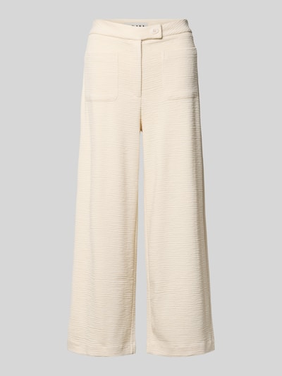 Produktfoto, cremefarbene Hose aus Viskose-Mix mit Strukturmuster, Wide Leg, AufgesetzteTaschen, Modell 'KATE LUMINA' von ICHI, Damen