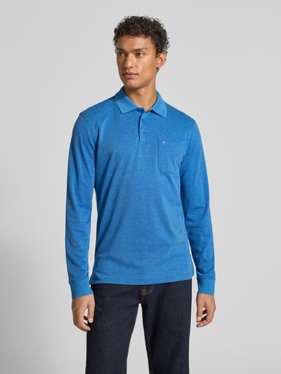 Christian Berg Men Regular fit poloshirt in design met lange mouwen Oceaanblauw - 4
