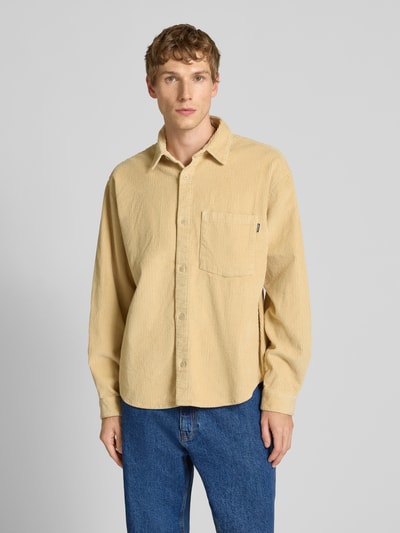 REVIEW Koszula sztruksowa o kroju regular fit z detalem z logo Beżowy 4