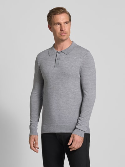Christian Berg Men Slim fit gebreide pullover van wolmix Lichtgrijs gemêleerd - 4