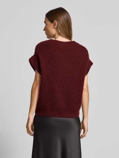 Herzensangelegenheit Gebreide spencer van een mix van kasjmier en katoen Bordeaux - 5