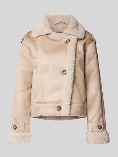 Only Regular Fit Jacke in Lederoptik mit Teddy-Futter Modell 'YLVA' Sand Melange 2