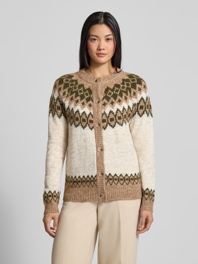 FREE/QUENT Gebreid jack met ronde hals, model 'Novala' Beige - 4