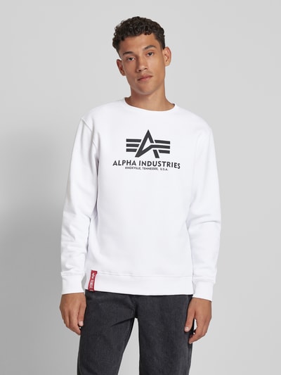 Alpha Industries „BASIC SWEATER” z nadrukiem z logo  Biały 4