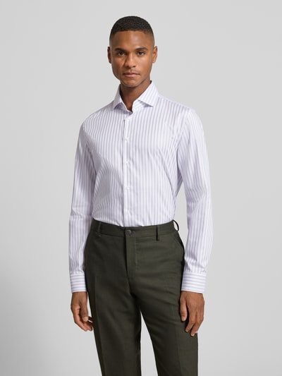 SEIDENSTICKER Slim fit zakelijk overhemd van katoen met kentkraag Zilver - 4