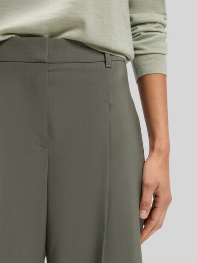 BOSS Wide Leg Hose aus reiner Schurwolle mit Bundfalten Oliv 3