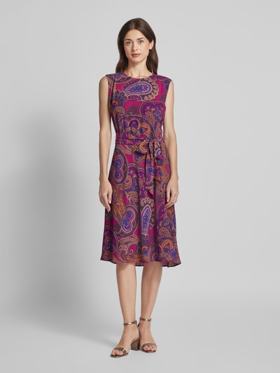 Lauren Ralph Lauren Knielange jurk met strikceintuur Fuchsia - 4