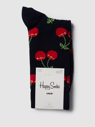 Happy Socks Sokken met all-over motief, model 'CHERRY' Marineblauw - 3