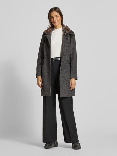 Christian Berg Woman Selection Regular fit lange jas met wol Antraciet gemêleerd - 1