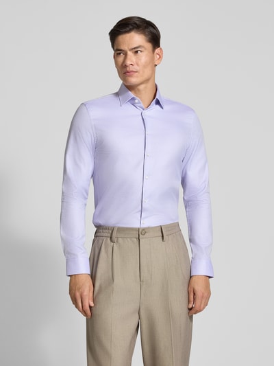 Jake*s Slim Fit Businesshemd mit Strukturoptik Lavender 4