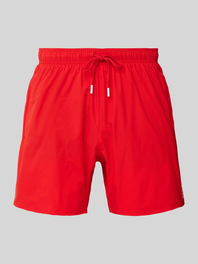 BOSS Relaxed Fit Badeshorts mit Label-Print Modell 'Iconic' Rot 1