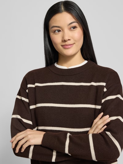 MANGO Strickpullover mit Rundhalsausschnitt Modell 'MARINA' Dunkelbraun 3
