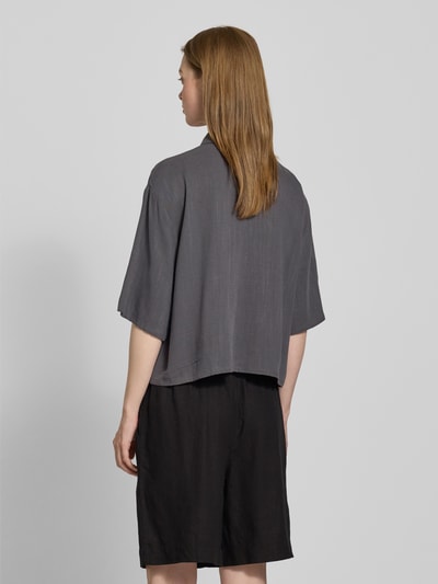 Jake*s Casual Relaxed Fit Hemdbluse aus Viskose-Leinen-Mix Dunkelgrau 5