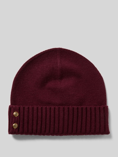 Lauren Ralph Lauren Czapka beanie z detalem z logo Bordowy 1