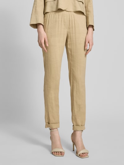 Marc Cain Regular fit broek met elastische band Zand - 4