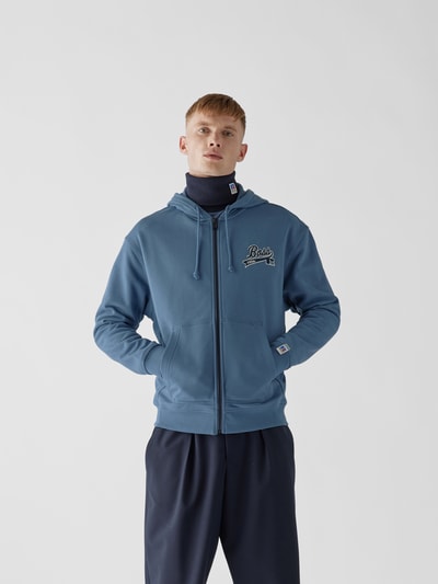 BOSS x Russell Athletic Sweatjacke mit Brand-Schriftzug Rauchblau 4