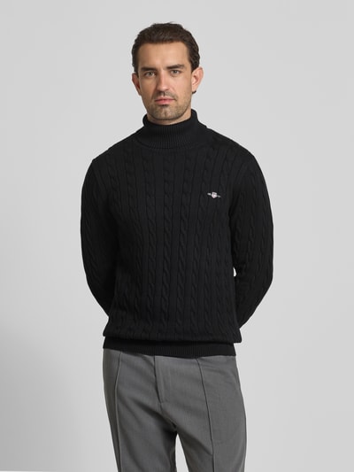 Gant Gebreide pullover met ribboorden Zwart - 4