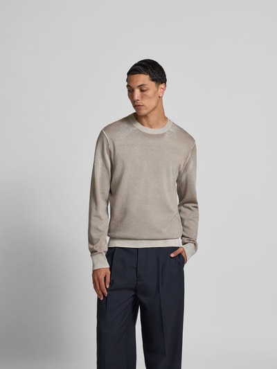 Diesel Pullover mit gerippten Abschlüssen Hellgrau 4