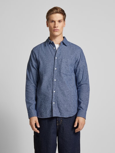 Jack & Jones Vrijetijdsoverhemd met borstzak, model 'JAMES' Donkerblauw gemêleerd - 4