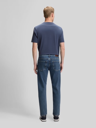 BOSS Orange straight fit jeans van katoenmix met labelpatch Blauw - 5